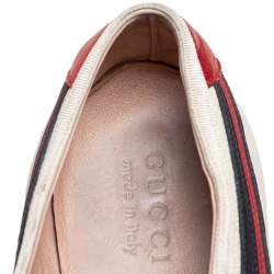 Gucci Off White Leather Flacer Web Low Top Sneakers Size 44