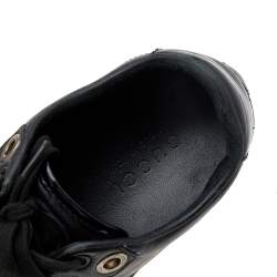 Gucci Black Leather Web Low Top Sneakers Size 42