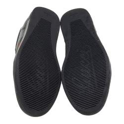 Gucci Black Leather Web Low Top Sneakers Size 42