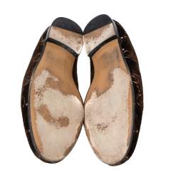 Pre Owned Gucci Brown GG Velvet Jordaan Loafers Size 40