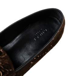 Pre Owned Gucci Brown GG Velvet Jordaan Loafers Size 40