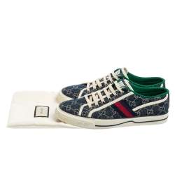 Gucci Blue Denim GG Web  Ace Sneakers Size 44