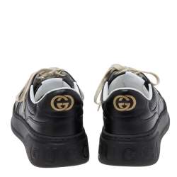 Gucci Black GG Embossed Leather Lace Up Sneakers Size 44