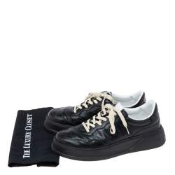 Gucci Black GG Embossed Leather Lace Up Sneakers Size 44