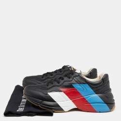 Pre Owned حذاء رياضي غوتشي ريتون جلد أسود طباعة ويب عنق منخفض مقاس 42