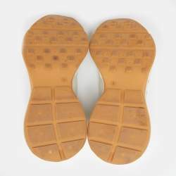 مملوكة مسبقًا Gucci Off White Leather Rhyton NY Yankees Low Top Sneakers Size 41