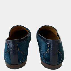 Gucci Blue GG Velvet Jordaan Loafers Size US 8 