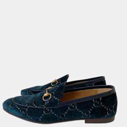 Gucci Blue GG Velvet Jordaan Loafers Size US 8 
