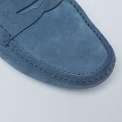 مملوكة مسبقًا Gucci Blue Suede Slip On Driving Loafers Size 42.5