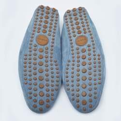 مملوكة مسبقًا Gucci Blue Suede Slip On Driving Loafers Size 42.5