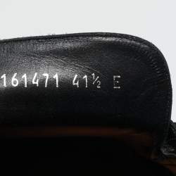 Pre Owned Gucci Black Leather Web Slip On Loafers Size 41.5