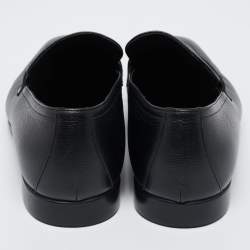 Pre Owned Gucci Black Leather Web Slip On Loafers Size 41.5