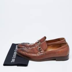 Gucci Brown Ombre Leather Horsebit Loafers Size 44
