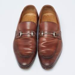 Gucci Brown Ombre Leather Horsebit Loafers Size 44