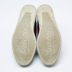 مملوكة مسبقًا Gucci Black Guccissima Leather Web Detail High-Top Sneakers  Size 41.5 