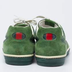 Gucci Green Suede and GG Canvas Low-Top Sneakers Size 41.5