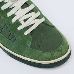 Gucci Green Suede and GG Canvas Low-Top Sneakers Size 41.5