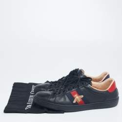 Gucci Black Leather And Python Embossed  Ace Sneakers Size 43.5