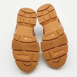 مملوكة مسبقًا حذاء رياضي غوتشي فلاشتريك كانفاس جي جي وسويدي بني عنق منخفض مقاس 44