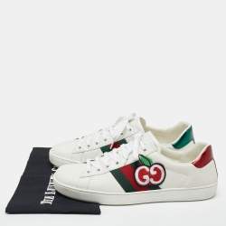Gucci White Leather Web Ace  Low Top  Sneakers Size 42