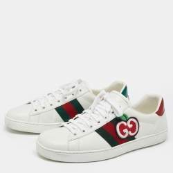 Gucci White Leather Web Ace  Low Top  Sneakers Size 42