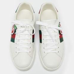 Gucci White Leather Web Ace  Low Top  Sneakers Size 42