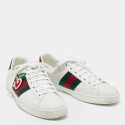 Gucci White Leather Web Ace  Low Top  Sneakers Size 42
