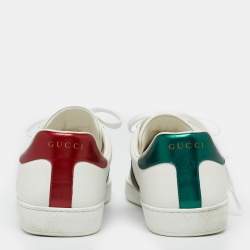 Gucci White Leather Web Ace  Low Top  Sneakers Size 42