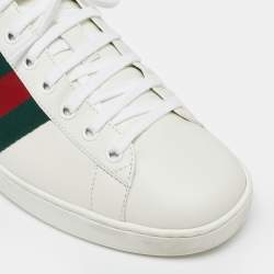 Gucci White Leather Web Ace  Low Top  Sneakers Size 42