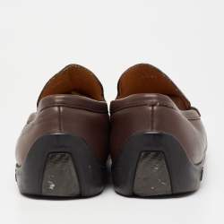 Pre Owned Gucci Brown Guccissima Leather GG Slip On Loafers Size 43.5