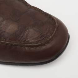 Pre Owned Gucci Brown Guccissima Leather GG Slip On Loafers Size 43.5