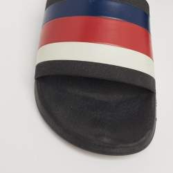 مملوكة مسبقًا صندل سلايد غوتشي فلات مطاط بنمط ويب متعدد الألوان مقاس 43