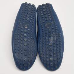 Pre Owned حذاء لوفرز غوتشي جلد ديامانت أزرق سير بيني مقاس 44.5