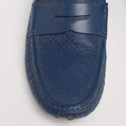 Pre Owned حذاء لوفرز غوتشي جلد ديامانت أزرق سير بيني مقاس 44.5