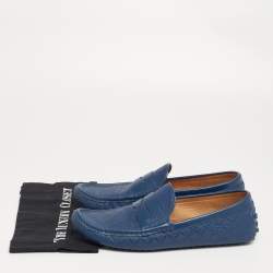 Pre Owned حذاء لوفرز غوتشي جلد ديامانت أزرق سير بيني مقاس 44.5