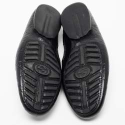 مملوكة مسبقًا Gucci Black Guccissima Leather Interlocking G Penny Loafers Size 41