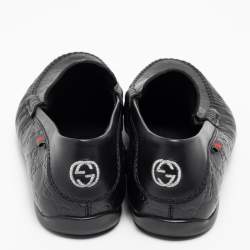 مملوكة مسبقًا Gucci Black Guccissima Leather Interlocking G Penny Loafers Size 41