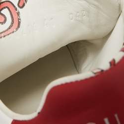 Gucci White/Red Leather Ghost GG Ace Low-Top Sneakers Size 41
