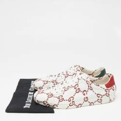 Gucci White/Red Leather Ghost GG Ace Low-Top Sneakers Size 41