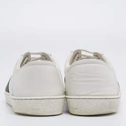 Gucci White Leather Ace Web Low Sneakers Size 41.5