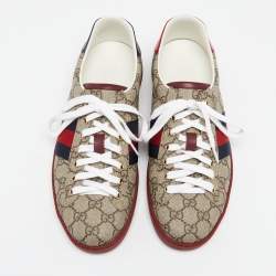 Pre Owned حذاء رياضي غوتشي أيس كانفاس سوبريم جي جي متعدد الألوان عنق منخفض شريط ويب