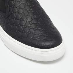 Gucci Black Microguccissima Leather Dublin Slip-On Sneakers Size 39