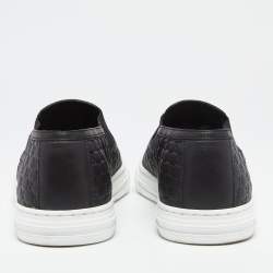 Gucci Black Microguccissima Leather Dublin Slip-On Sneakers Size 39