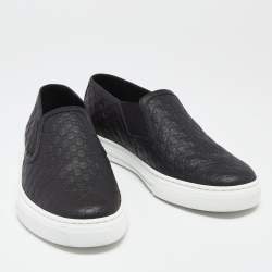Gucci Black Microguccissima Leather Dublin Slip-On Sneakers Size 39