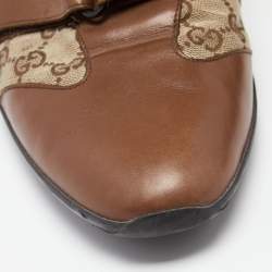 مملوكة مسبقًا حذاء رياضي غوتشي جلد وكانفاس بني/بيج غوتشيسيما سيور فيلكرو مقاس 44