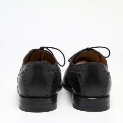 Pre Owned Gucci Black Brogue Leather Bee Web Detail Lace Up Derby Size 44