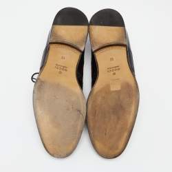 Pre Owned Gucci Black Brogue Leather Bee Web Detail Lace Up Derby Size 44