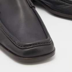 Pre Owned Gucci Dark Brown Leather Slip On Loafers Size 43.5