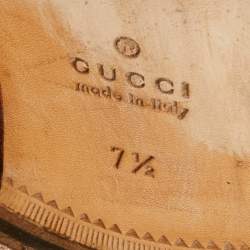 Pre Owned Gucci Brown Leather Web Slip On Loafers Size 41.5