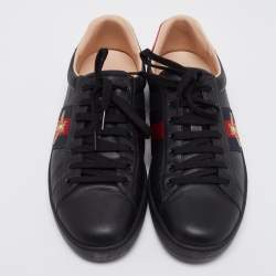 Gucci Black Leather Web Ace Sneakers Size 44.5